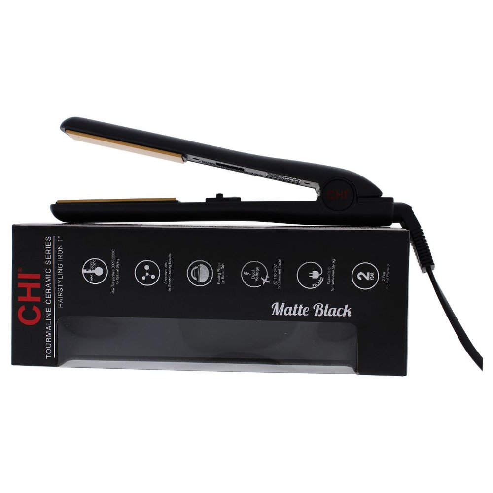 Air Tourmaline Ceramic Professional 1" Flat Iron Hair Straightener, Ionic, Black